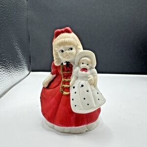 Vintage‎ Girl In Red Dress With Doll Christmas Ornament